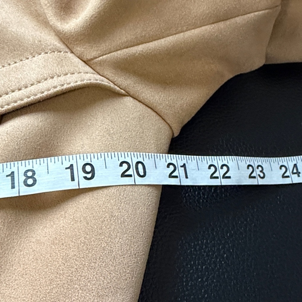 Banana Republic Classic Trench Suede Coat Tan Brown Belt Pockets Sz L - Picture 12 of 13
